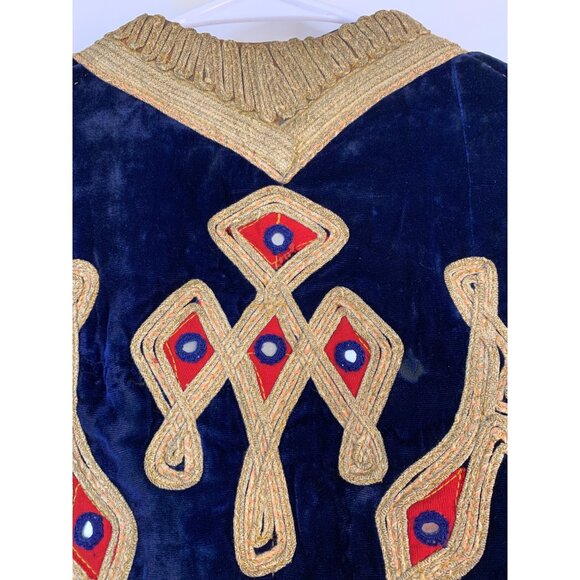Antique Islamoic Ottoman Vest Handmade Blue Velvet Gold Pakistan RX10643 - Picture 6 of 6